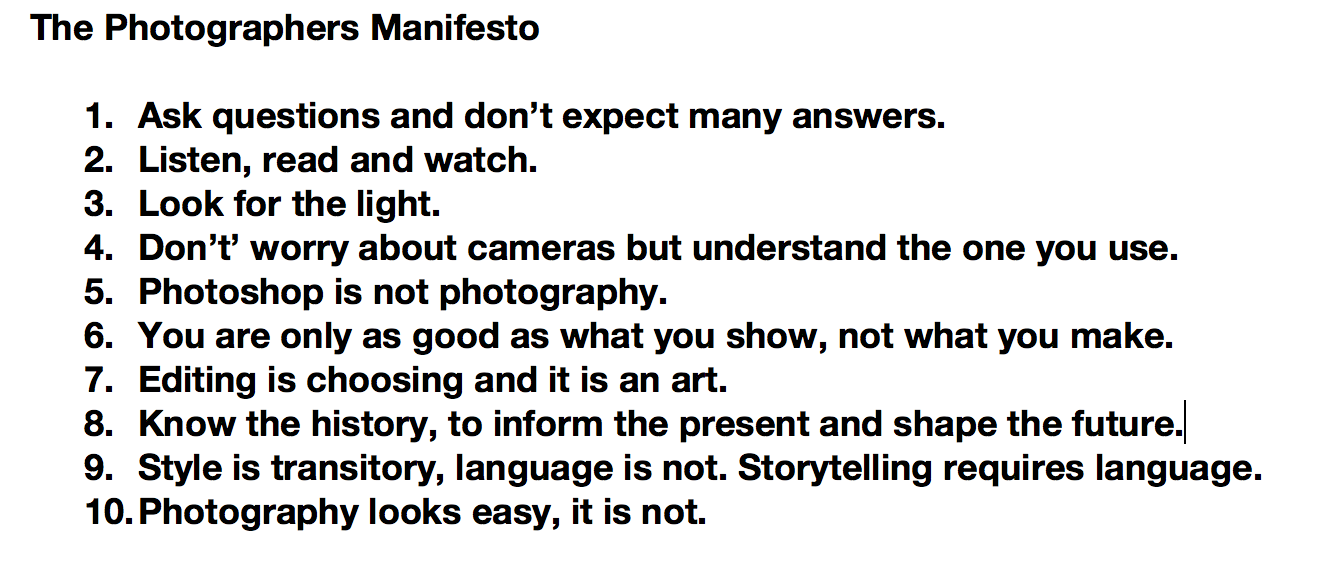 The Photographers Manifesto